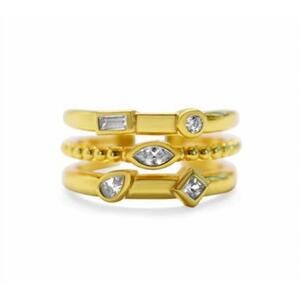 NEW STIA women's it fits! adjustable triple band rings in gold clear cz